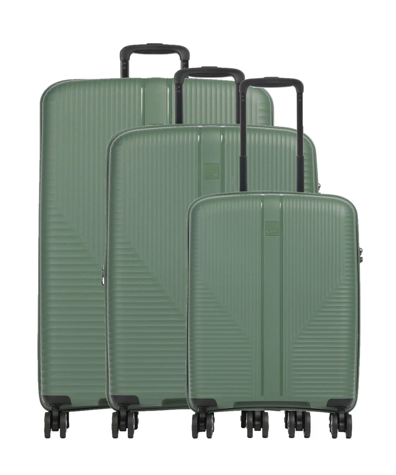 Travelite Air Stripe 4-Rollen Trolley Set green