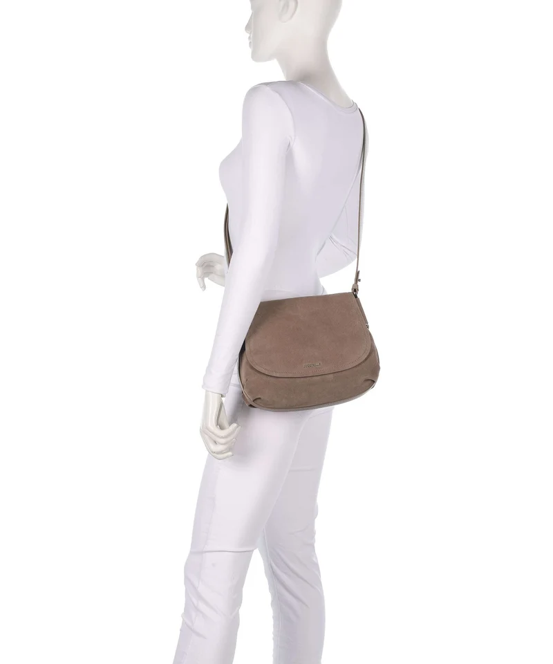 Coccinelle Rebekka Suede Umhängetasche warm taupe