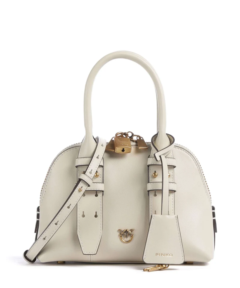 Pinko Bowling Mini Handtasche bianco seta/antique gold