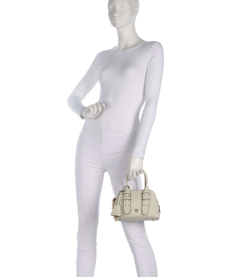 Pinko Bowling Mini Handtasche bianco seta/antique gold