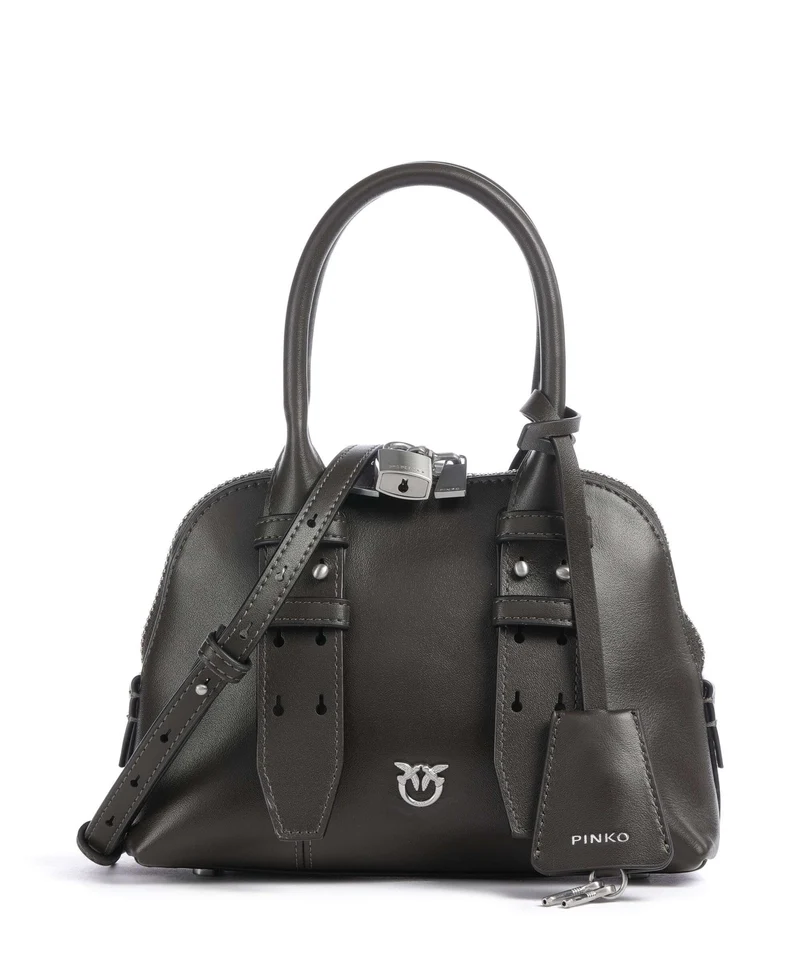 Pinko Bowling Mini Handtasche verde fango/matt silver