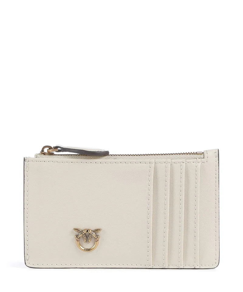 Pinko Airone Kreditkartenetui bianco seta/antique gold