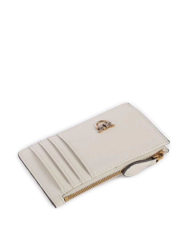 Pinko Airone Kreditkartenetui bianco seta/antique gold