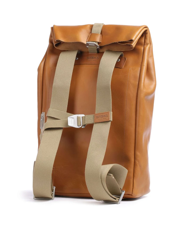 Brooks England Pickwick Leather Large Rolltop Rucksack cognac