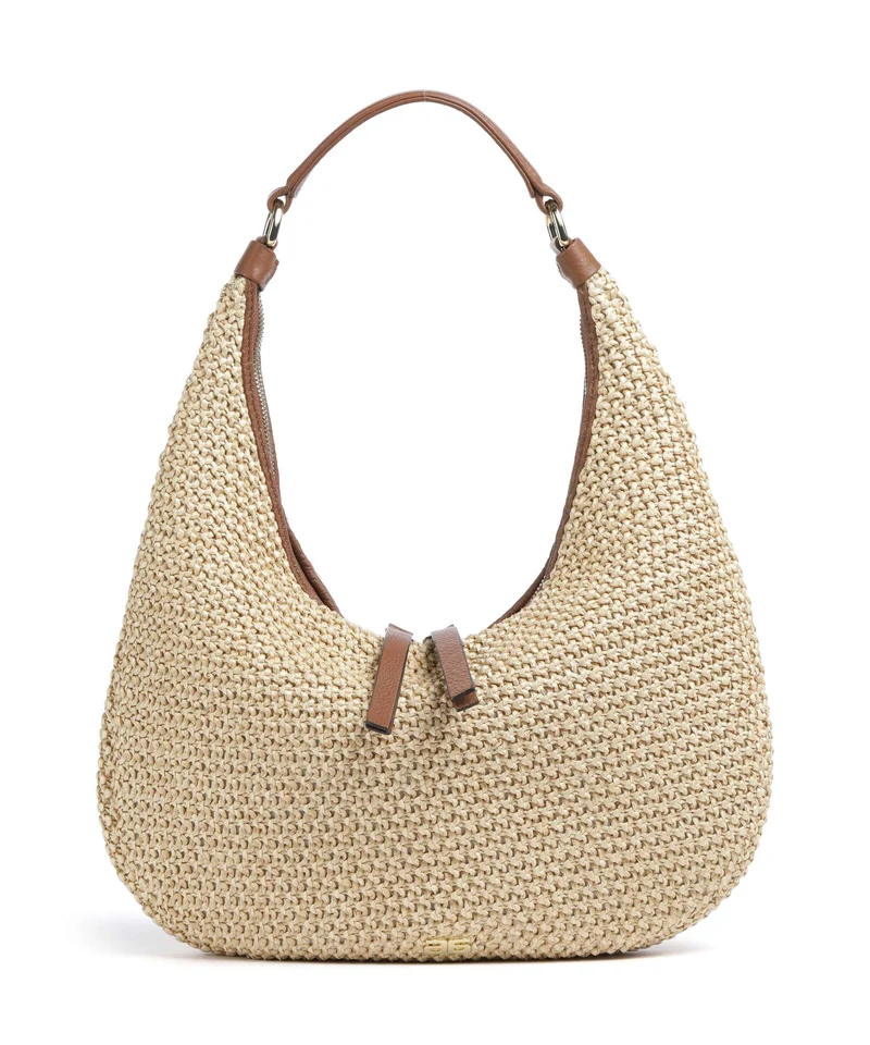 Abro Maglia Raffia Nana Small Beuteltasche natural/nut