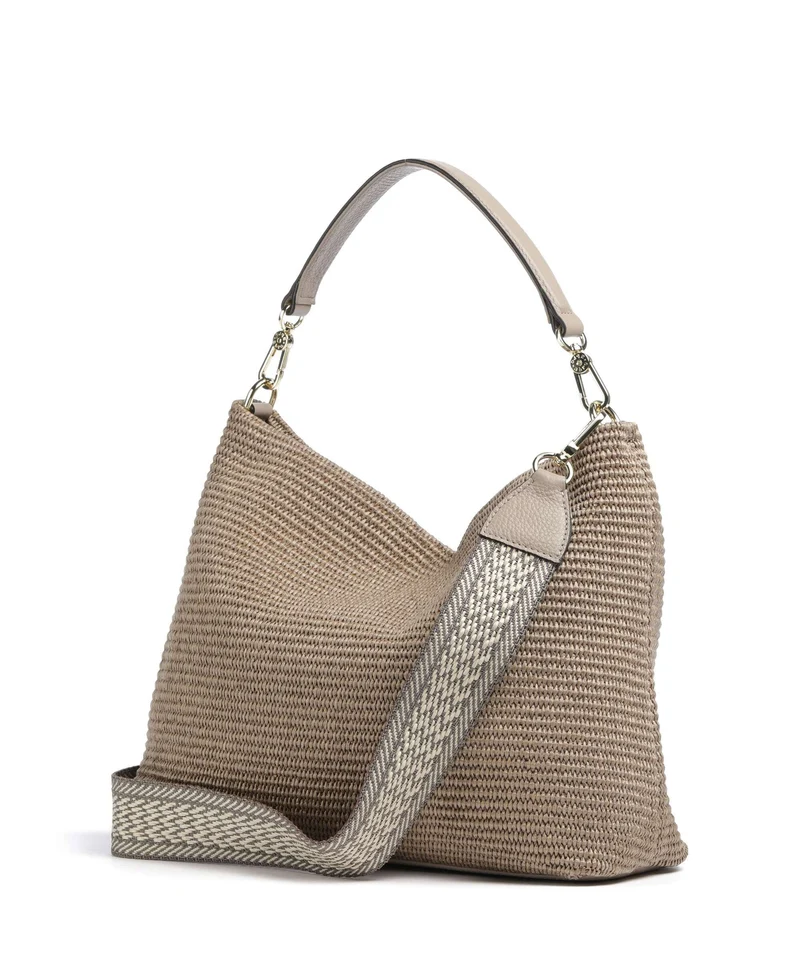 Abro Raffia Kaia Beuteltasche siena