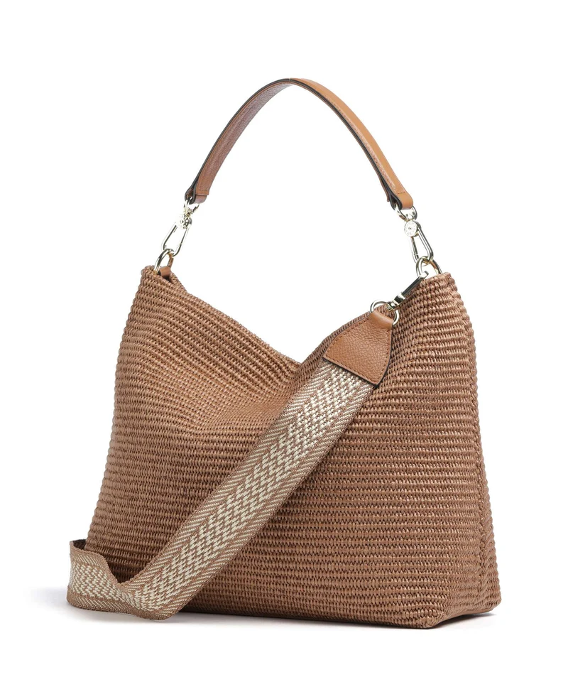 Abro Raffia Kaia Beuteltasche caramel/cognac