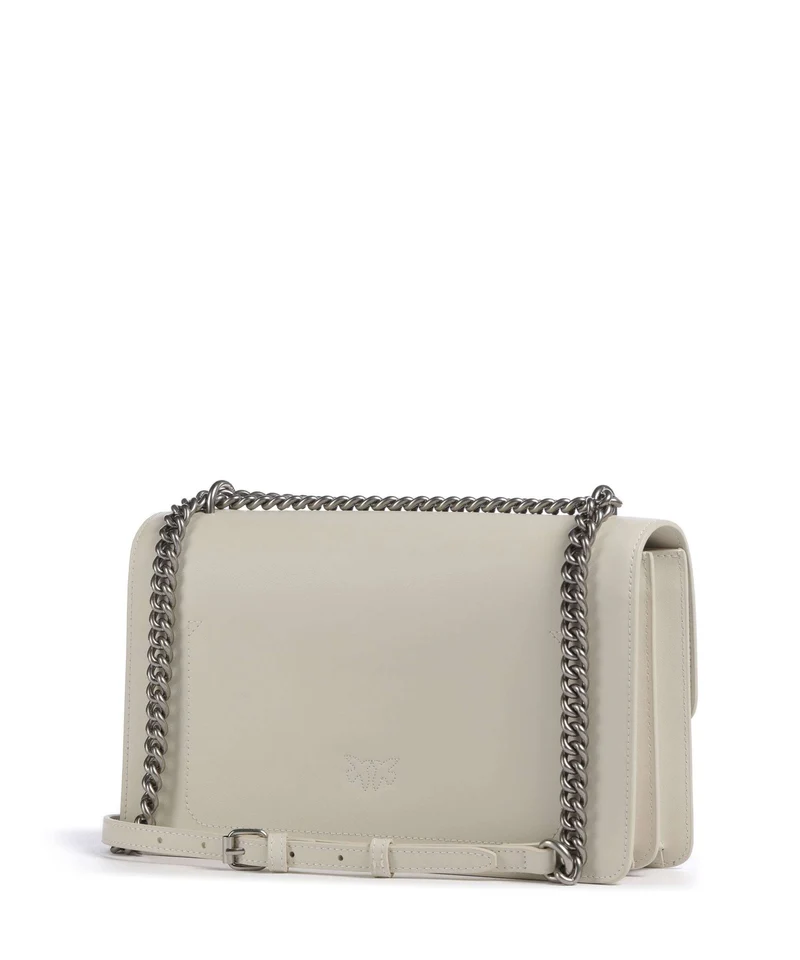 Pinko Love One Classic Schultertasche bianco seta/old silver