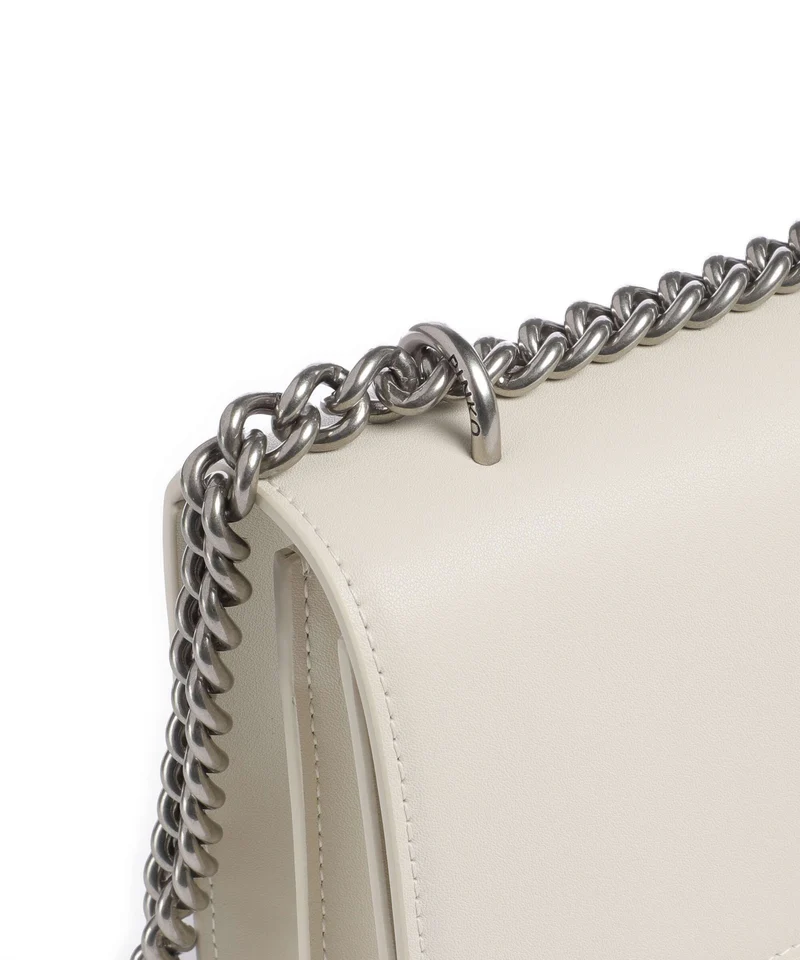 Pinko Love One Classic Schultertasche bianco seta/old silver