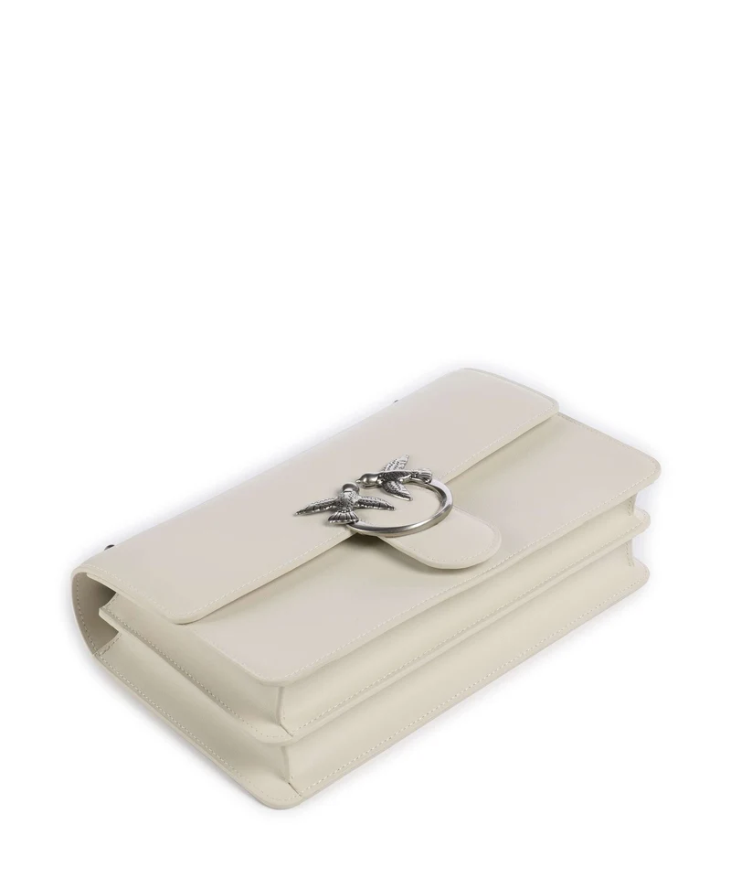 Pinko Love One Classic Schultertasche bianco seta/old silver