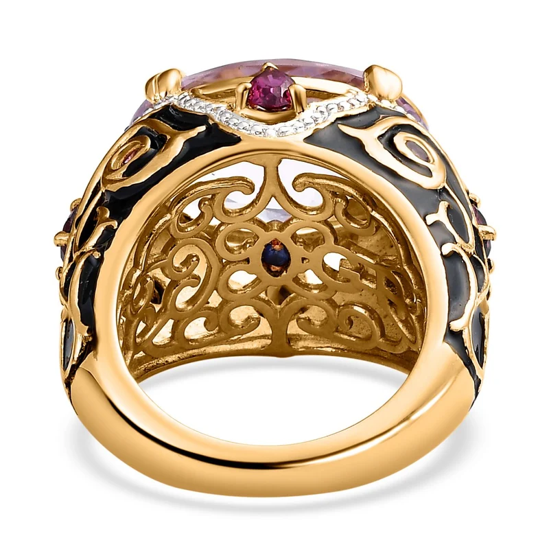 GP Royal Kollektion - Rose de France Amethyst und Rhodolith Granat Ring, 925 Silber Gelbgold Vermeil ca. 12.20 ct