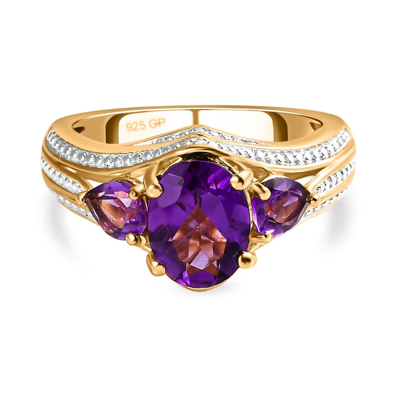 GP Spezial Kollektion - Lusaka Amethyst Ring, 925 Silber Gelbgold Vermeil ca. 2.23 ct