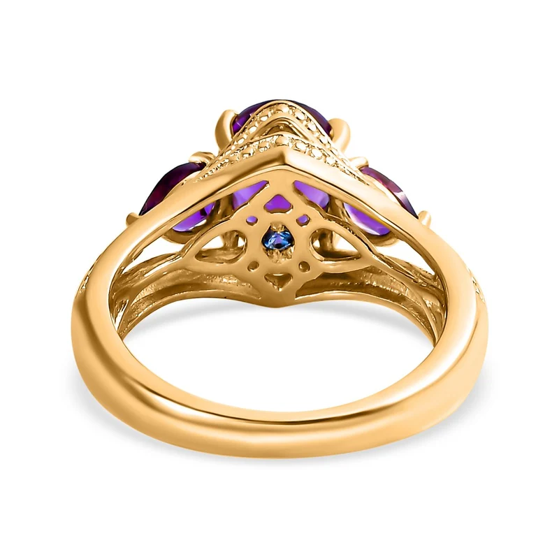 GP Spezial Kollektion - Lusaka Amethyst Ring, 925 Silber Gelbgold Vermeil ca. 2.23 ct