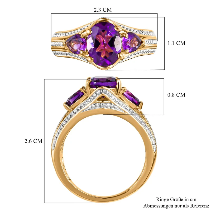 GP Spezial Kollektion - Lusaka Amethyst Ring, 925 Silber Gelbgold Vermeil ca. 2.23 ct