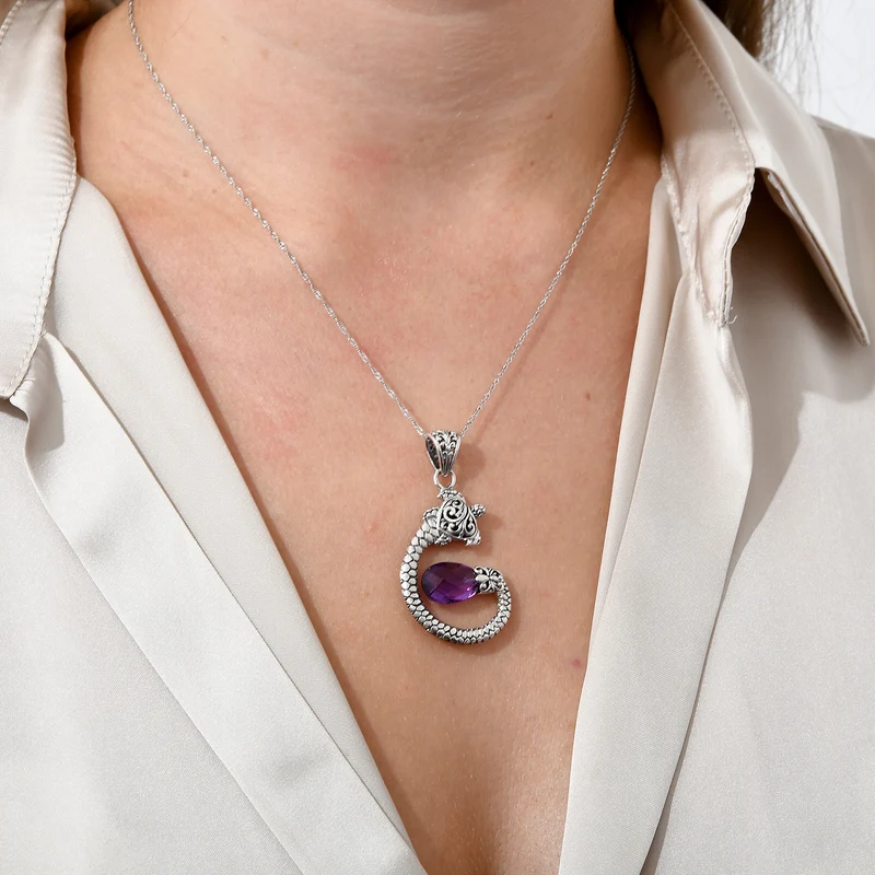 Royal Bali - Afrikanischer Amethyst Anhänger, 925 Silber ca. 7.00 ct