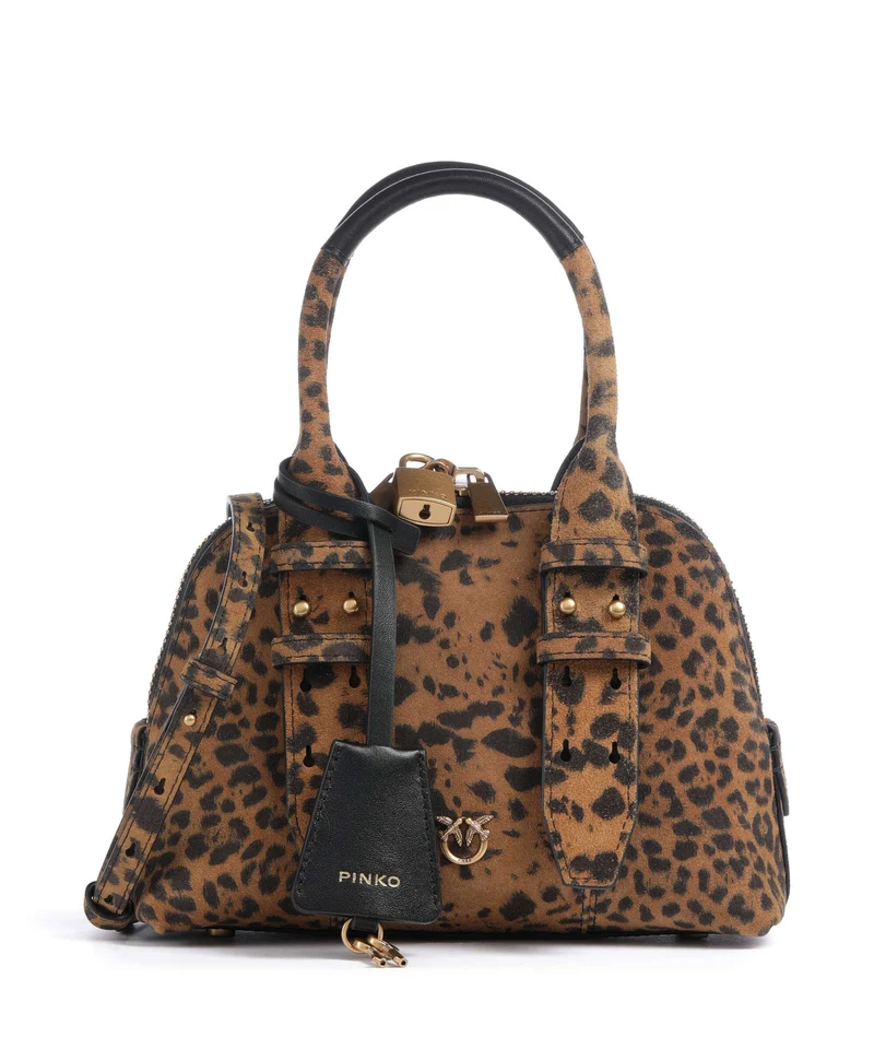 Pinko Bowling Mini Handtasche maculato/marrone/antique gold