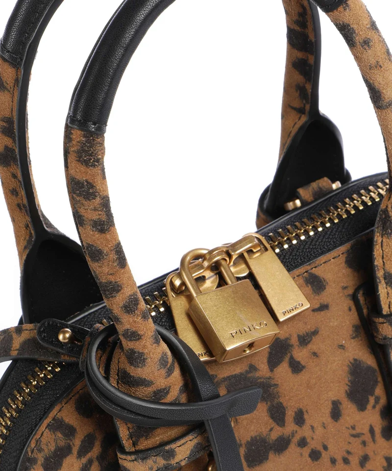 Pinko Bowling Mini Handtasche maculato/marrone/antique gold
