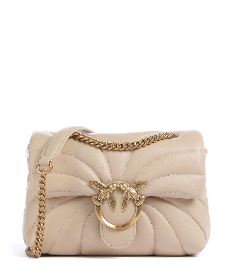Pinko Love Puff Mini Schultertasche beige/grigio fumo/antique gold