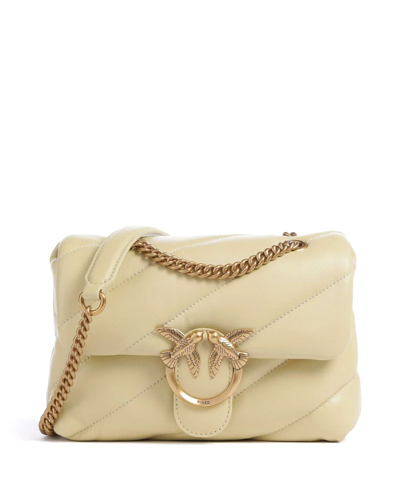 Pinko Love Puff Mini Schultertasche giallo vaniglia/antique gold