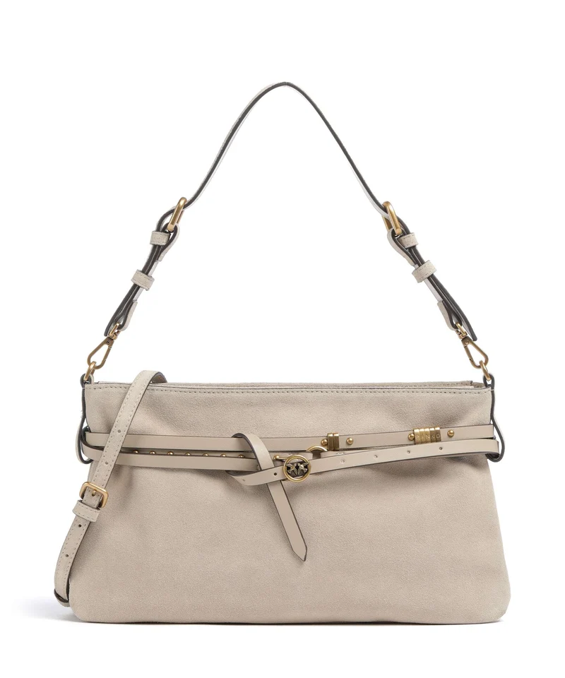 Pinko Belt Classic Schultertasche beige/grigio fumo/antique gold