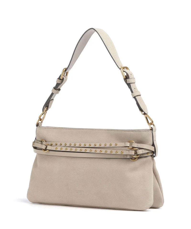 Pinko Belt Classic Schultertasche beige/grigio fumo/antique gold