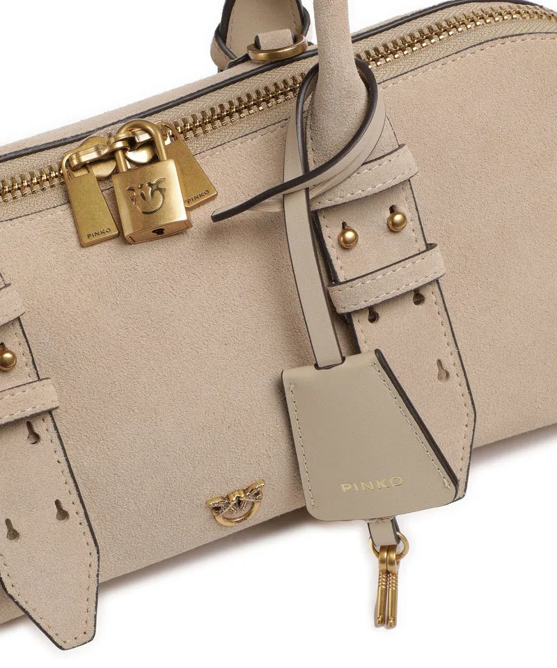 Pinko Bowling Horizontal Big Schultertasche beige/grigio fumo/antique gold