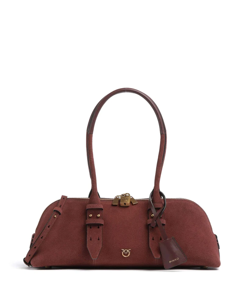 Pinko Bowling Horizontal Big Schultertasche burgundy wine/antique gold