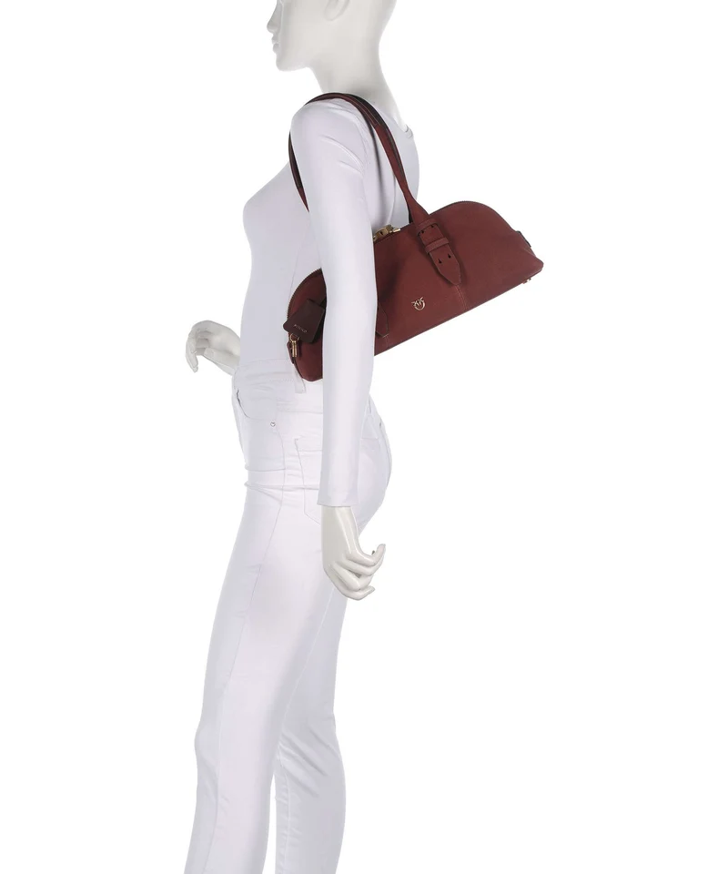 Pinko Bowling Horizontal Big Schultertasche burgundy wine/antique gold