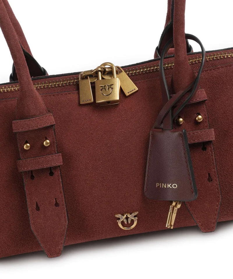 Pinko Bowling Horizontal Big Schultertasche burgundy wine/antique gold