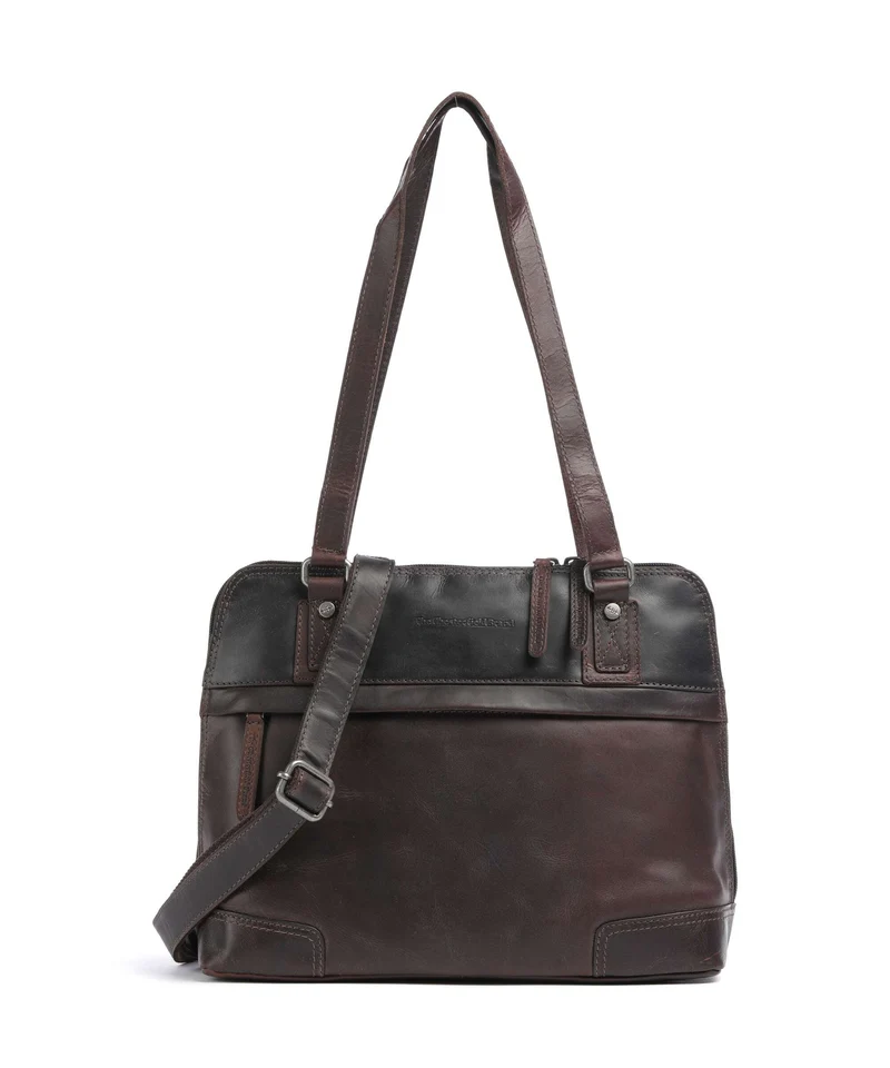 The Chesterfield Brand Wax Pull Up Cow Belgrado Schultertasche brown