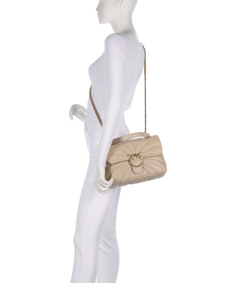 Pinko Love Puff Classic Schultertasche beige/grigio fumo/antique gold
