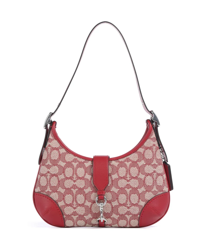 Coach Hamptons Signature Jacquard Schultertasche ruby/ivory