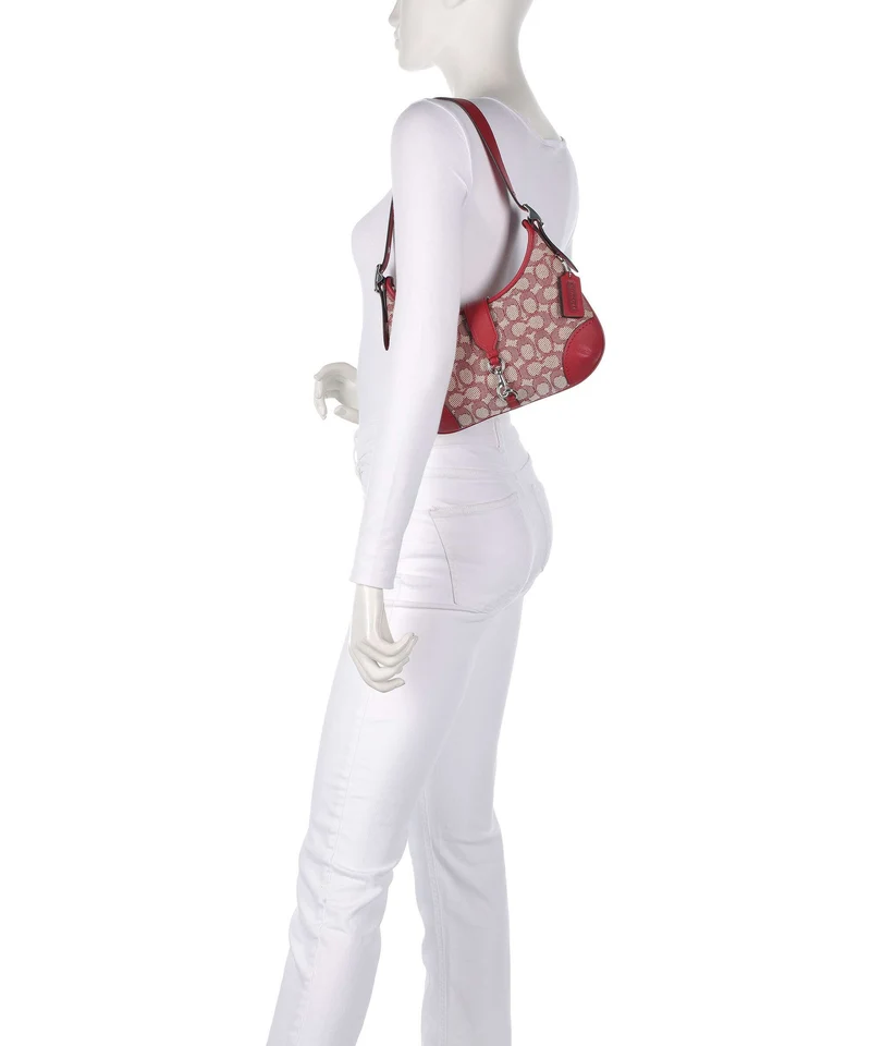 Coach Hamptons Signature Jacquard Schultertasche ruby/ivory