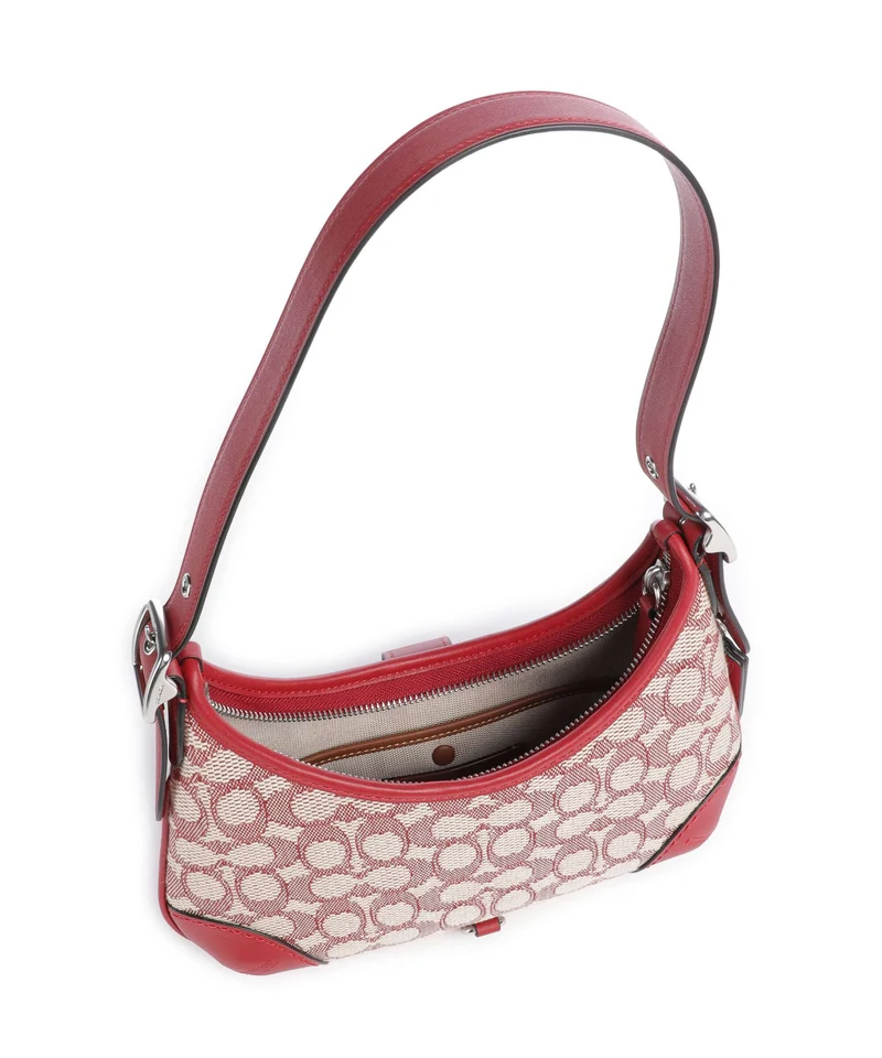 Coach Hamptons Signature Jacquard Schultertasche ruby/ivory