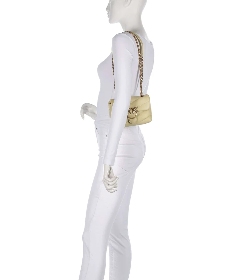 Pinko Love Puff Baby Schultertasche giallo vaniglia/antique gold