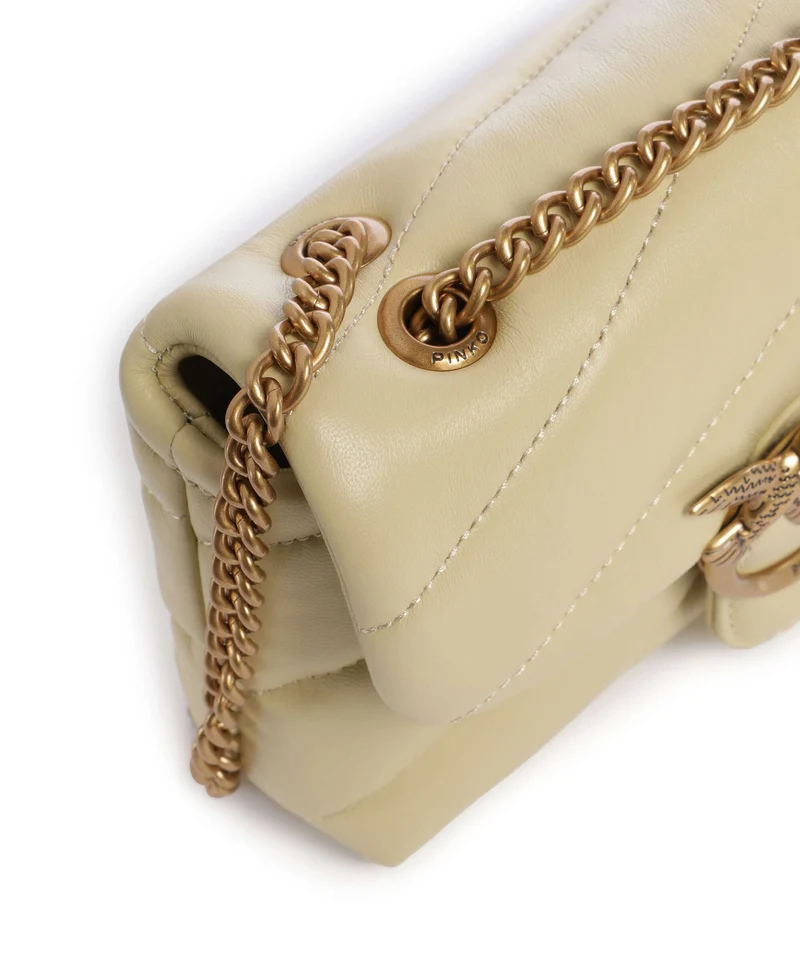Pinko Love Puff Baby Schultertasche giallo vaniglia/antique gold