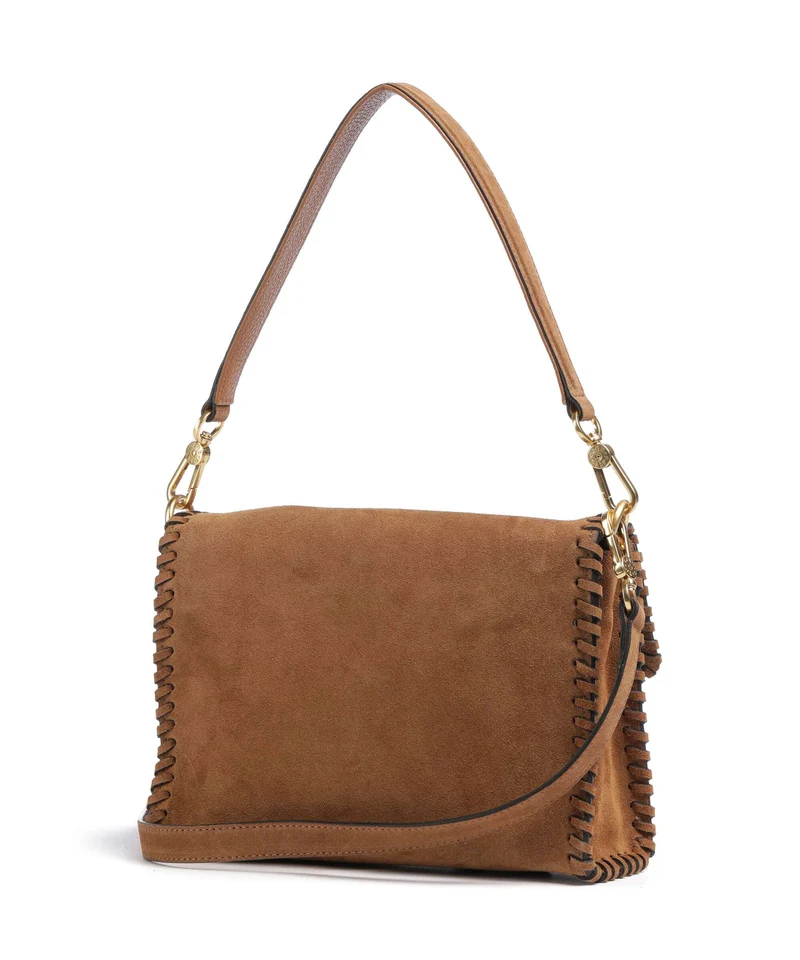 Abro Suede Temi Stitch Schultertasche cuoio