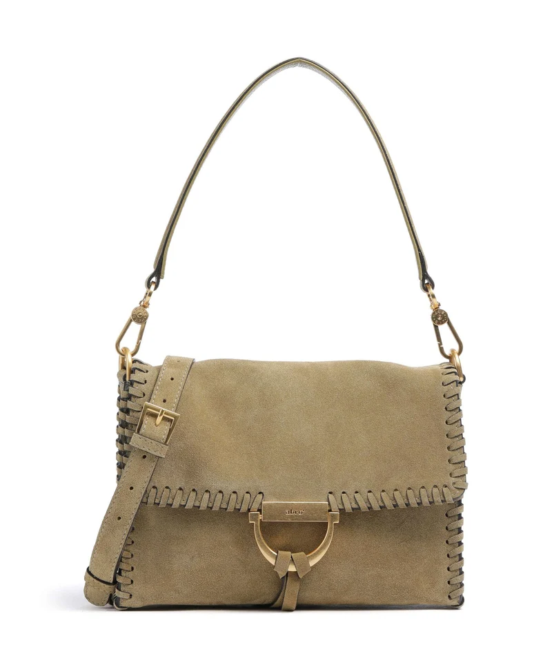 Abro Suede Temi Stitch Schultertasche mud