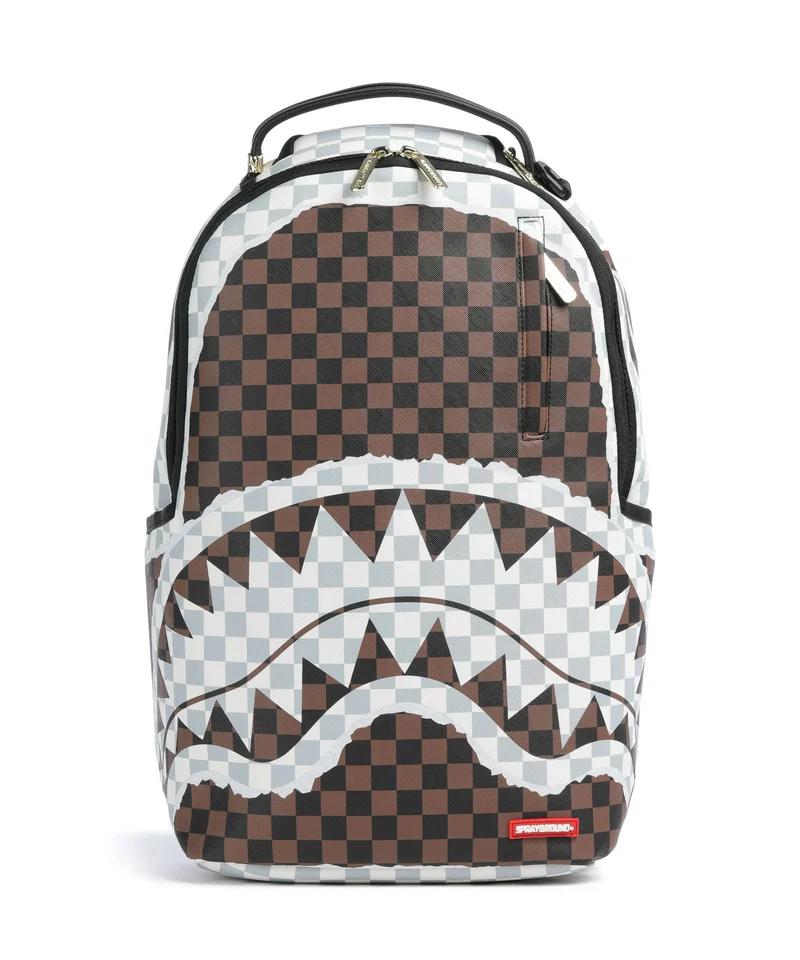 Sprayground Cream And Brown Tear Check Rucksack multicolour