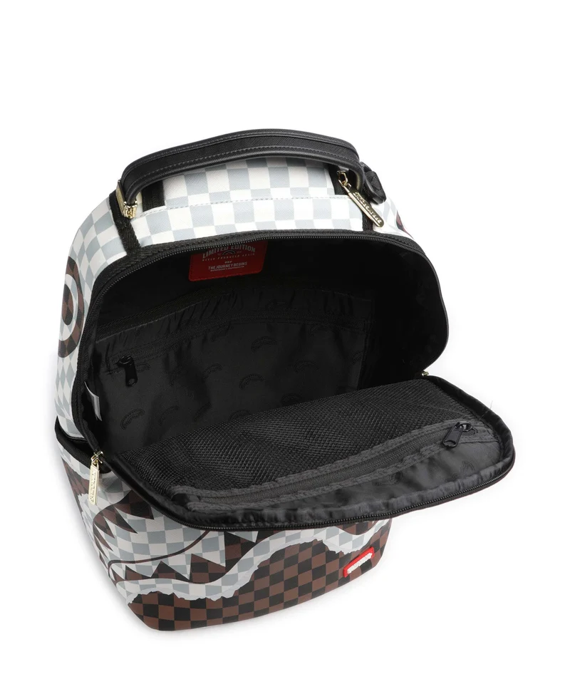 Sprayground Cream And Brown Tear Check Rucksack multicolour