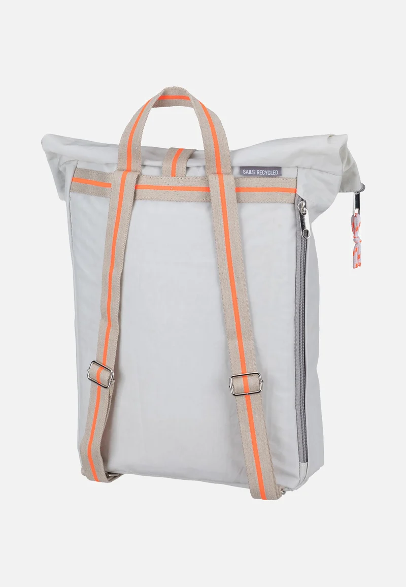 Möwe Mini Weiss/Sand/Zahl Orange - Rolltop Rucksack