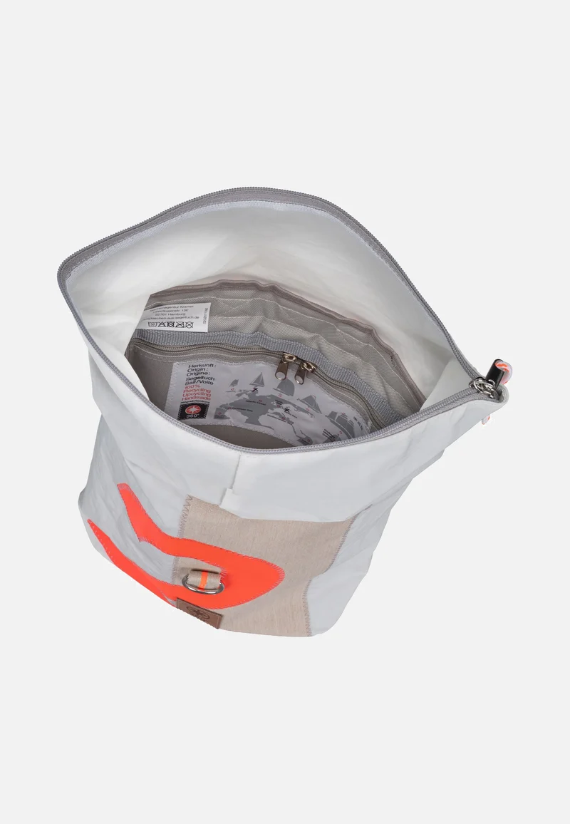 Möwe Mini Weiss/Sand/Zahl Orange - Rolltop Rucksack