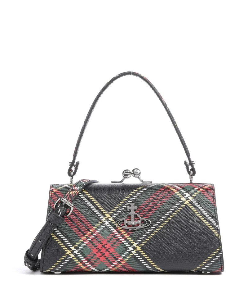 Vivienne Westwood Doll Frame Saffiano Printed XL Handtasche chelsea tartan