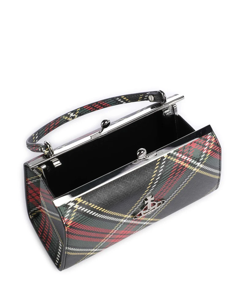 Vivienne Westwood Doll Frame Saffiano Printed XL Handtasche chelsea tartan