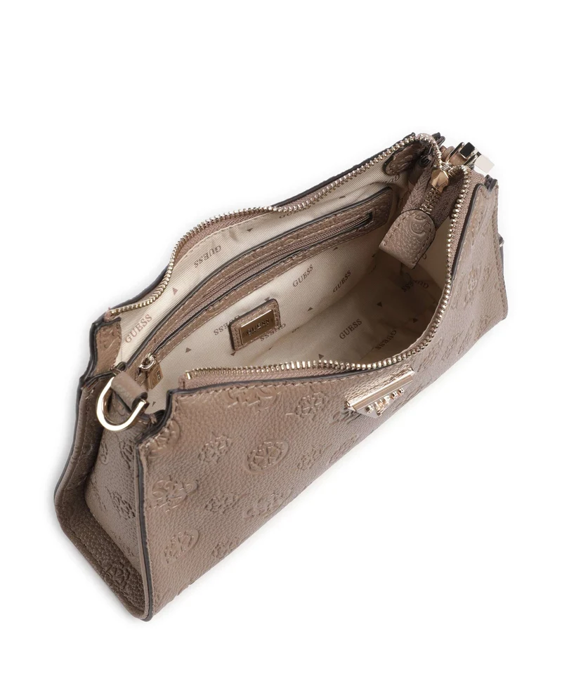 Guess Cresidia Schultertasche dark taupe logo