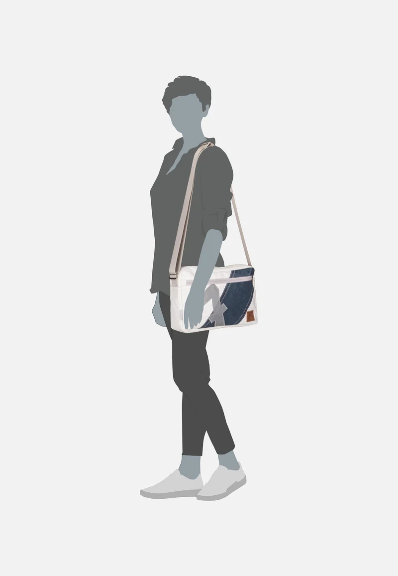 Fender L Weiß/Streifen Blau/Zahl Grau - Crossbody Bag