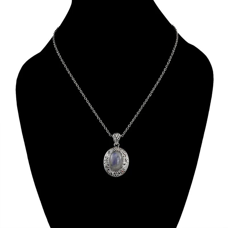 Royal Bali - Regenbogen Mondstein-Anhänger, 925 Silber ca. 13.00 ct
