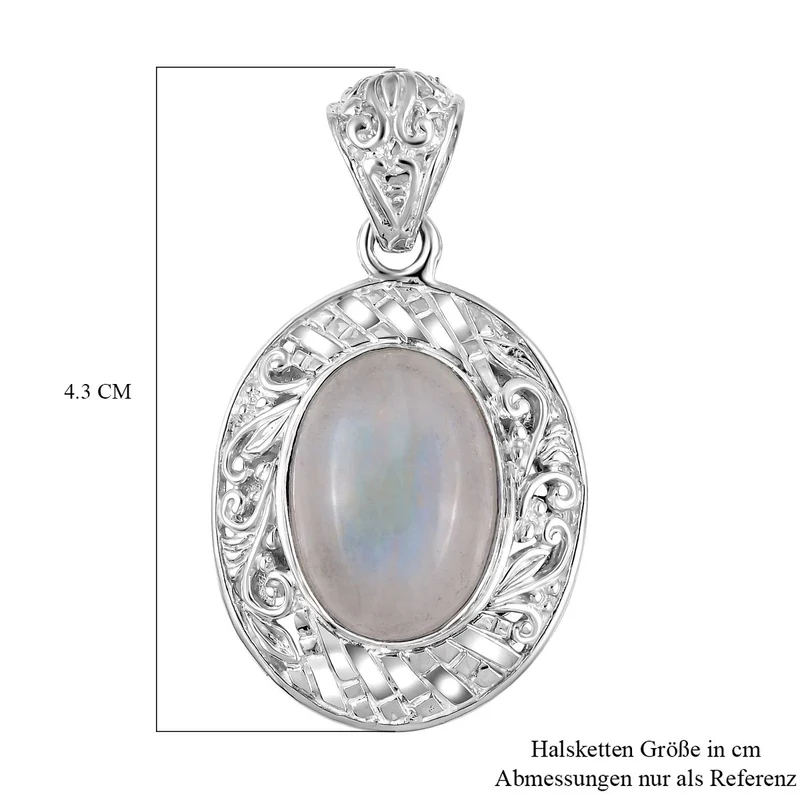Royal Bali - Regenbogen Mondstein-Anhänger, 925 Silber ca. 13.00 ct