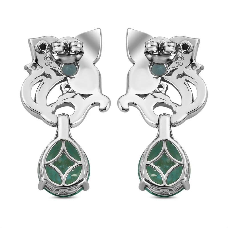 GP Italienische Garten Kollektion - Pfau Triplett Quarz und blaue Apatit-Ohrringe, 925 Silber platiniert ca. 8,57 ct