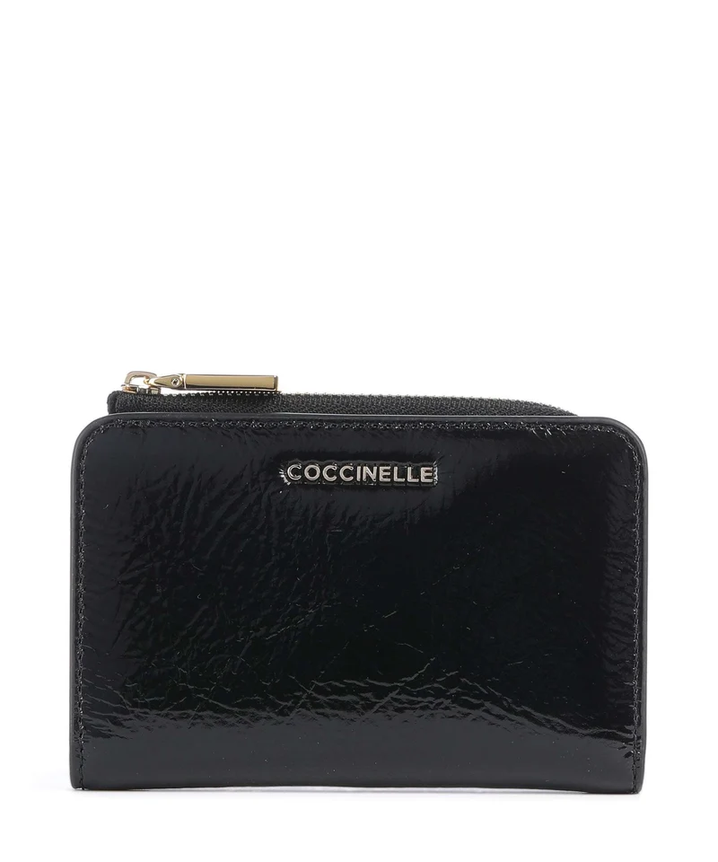 Coccinelle Metallic Shiny Wrinkled Geldbörse noir